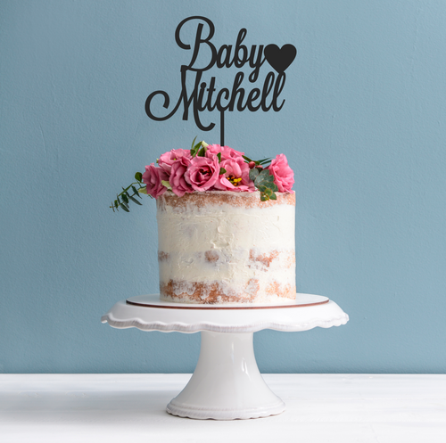 Baby Shower Cake Topper - Baby Shower Cake Decoration Personalised with Name