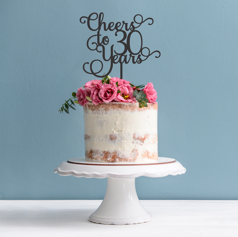 Cheers to 30 years Cake Topper - 30th Birthday Cake Topper | SugarBoo