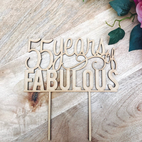 55 years of Fabulous Cake Topper 55th Birthday Cake Topper - SugarBooCakeToppersBirthdaySugarBooBespokeGiftsSugarBooCakeToppers